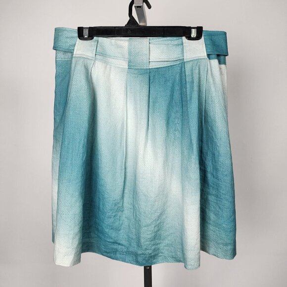 Mexx Blue Hombre Belted Linen Knee Length Skirt Size 14 - Picture 4 of 7